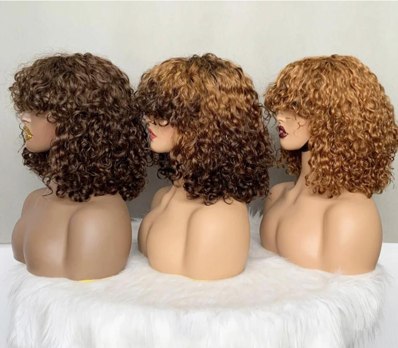 Lifelike bob wig with bangs in varied lenghts & styles